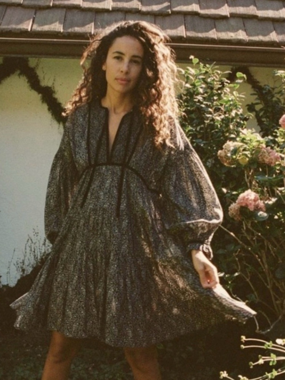 Dôen Azalea Dress Black Prairie Paisley XS